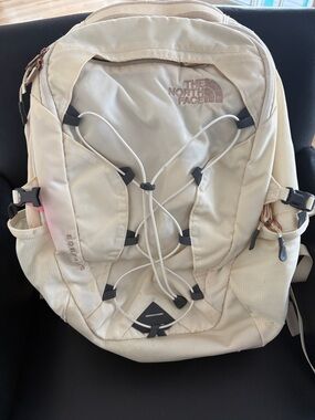 The North Face Cream Daypack with Front Bungee - some stains